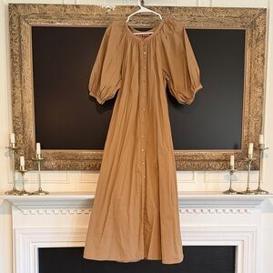 STAUD Camel Button-Front Maxi Dress